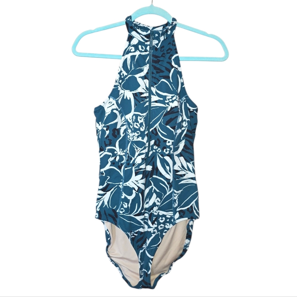 Garnet Hill One Piece Zipper Front Swimsuit